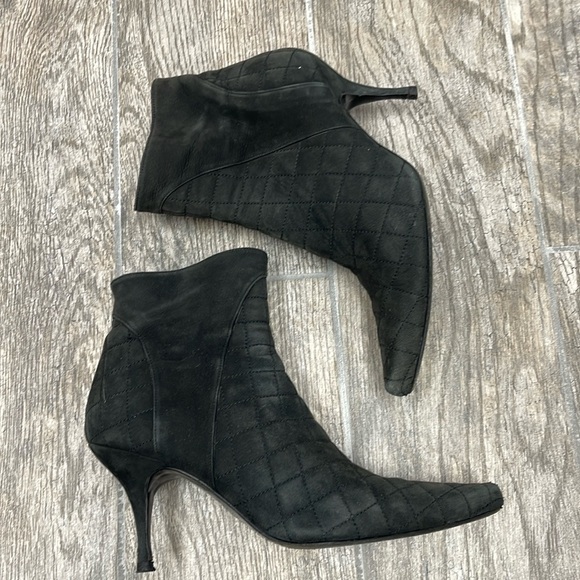 Delman Shoes - Delman Black Suede Heeled Booties Size 7.5